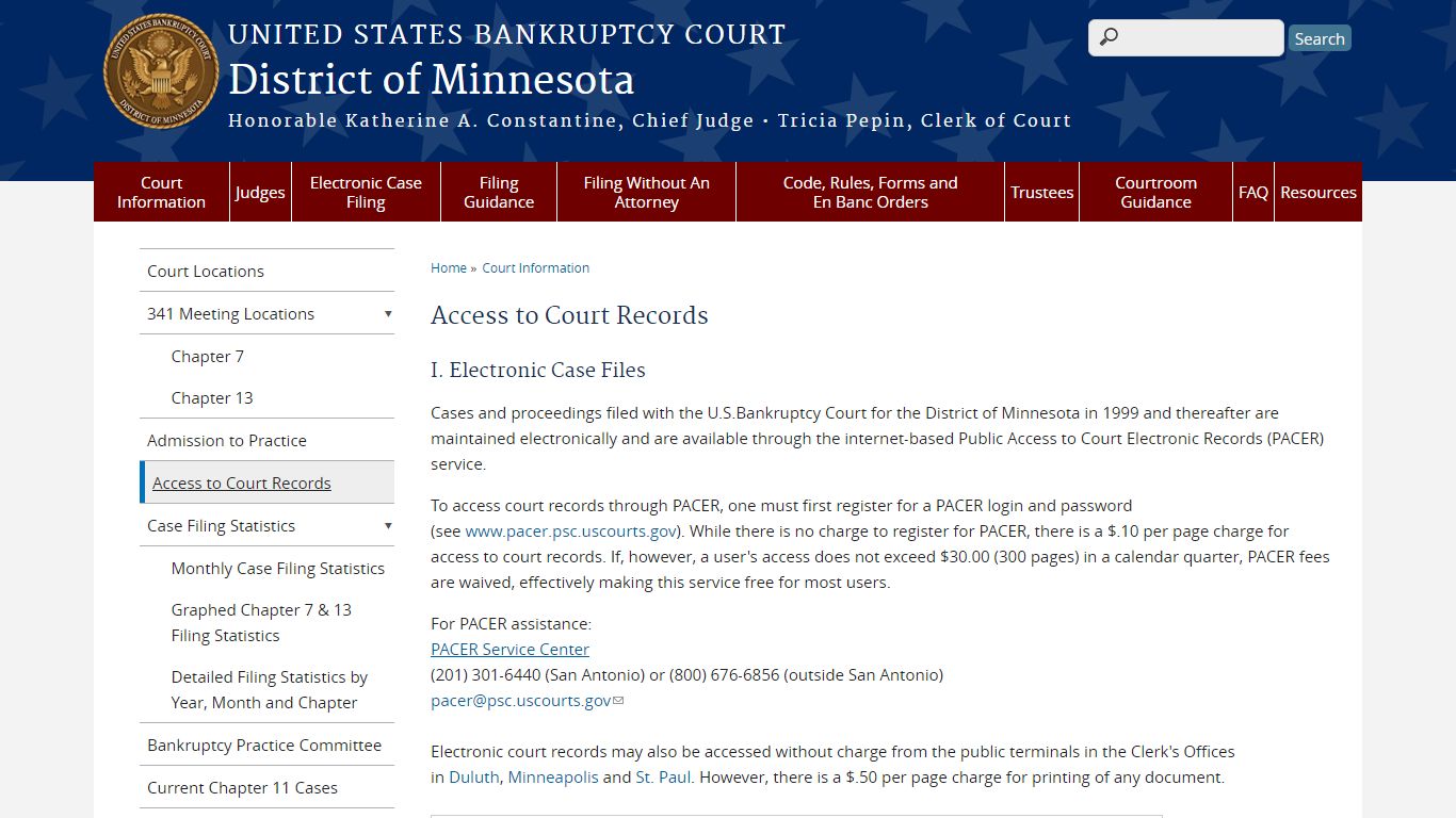 Access to Court Records | District of Minnesota | United States ...